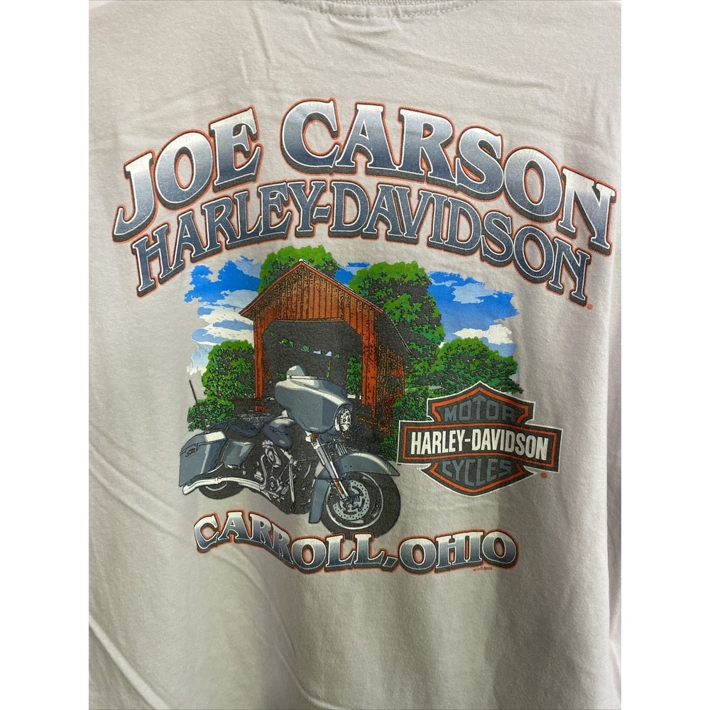 Harley-Davidson T-Shirt Mens XL Tan Excellent Joe Carson Carroll Ohio Biker Tee